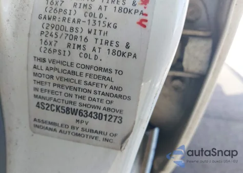 2003 Isuzu Rodeo S 3.2L V6 from USA, damaged, VIN 4S2CK58W634301273